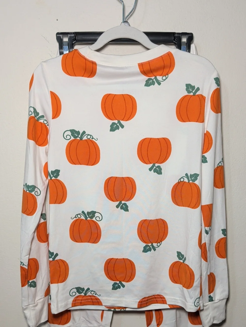 Tahari Girl Pumpkin Pajama Set White Orange Long-Sleeve Shirt + Pants Size 10-12